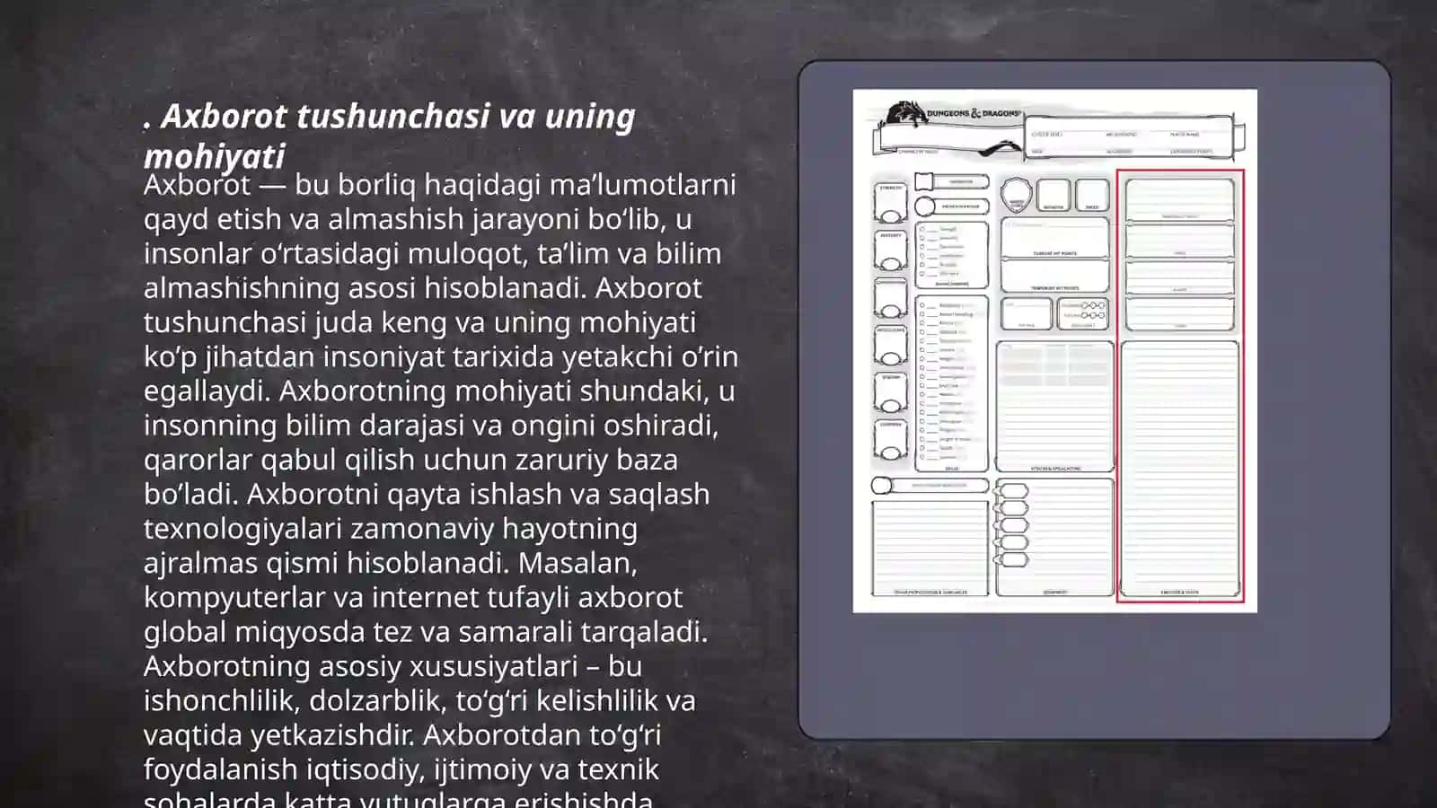 AKADEMIK YOZUV VA AXBOROT. AXBOROTNING TURLARI VA XUSUSIYATLARI 3