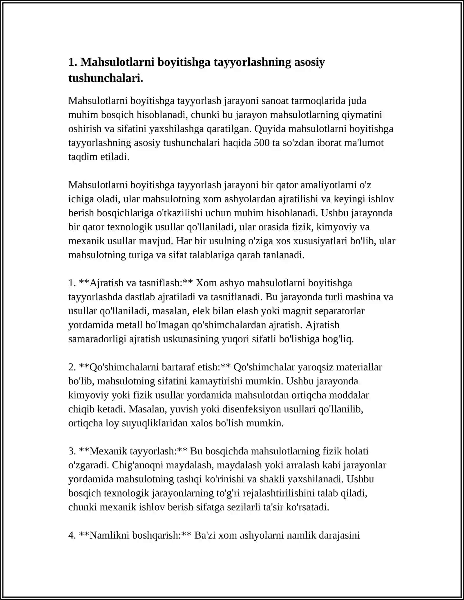 MAHSULOTLARNI BOYITISHGA TAYYORLASHDA TASNIFLAGICHLARNING O’RNI VA TURLARI 3