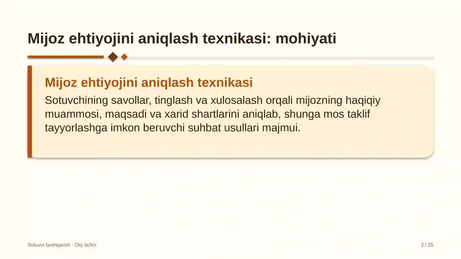 Mijoz ehtiyojini aniqlash texnikasi: mohiyati 3
