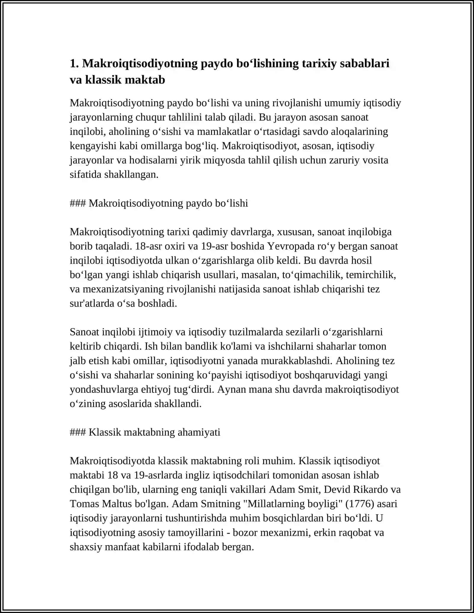 MAKROIQTISODIYOTNING YUZAGA KELISHI: KLASSIK MAKTAB VAKILLARINING IGTISODIY QARASHLARI 3