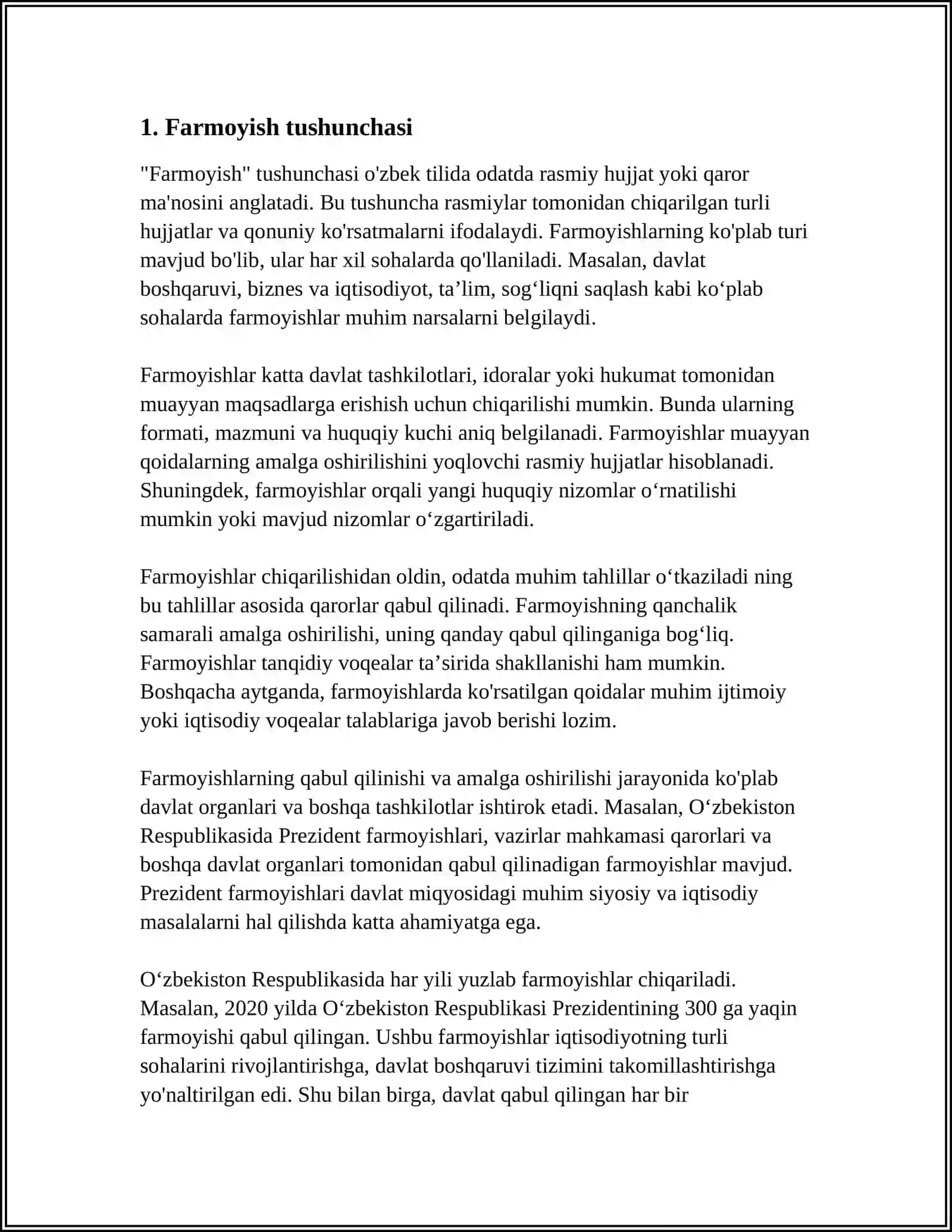 FARMOYISH HUJJATLARI VA ULARNING TURLARI 3