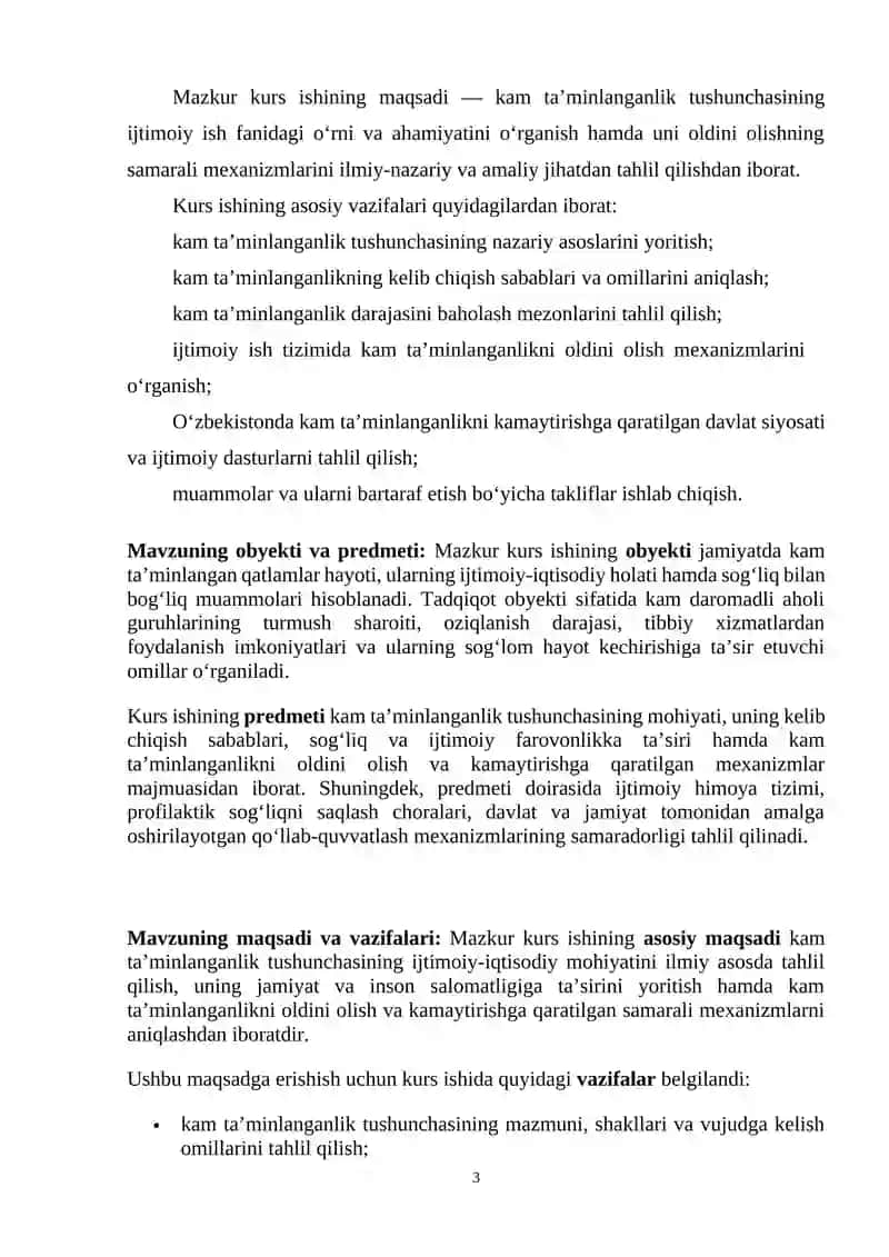 MUNDARIJA I BOB. KAM TAMINLANGANLIK TUSHUNCHASINI O’RGANISHNING NAZARIY METODOLOGIK ASOSLARI 3