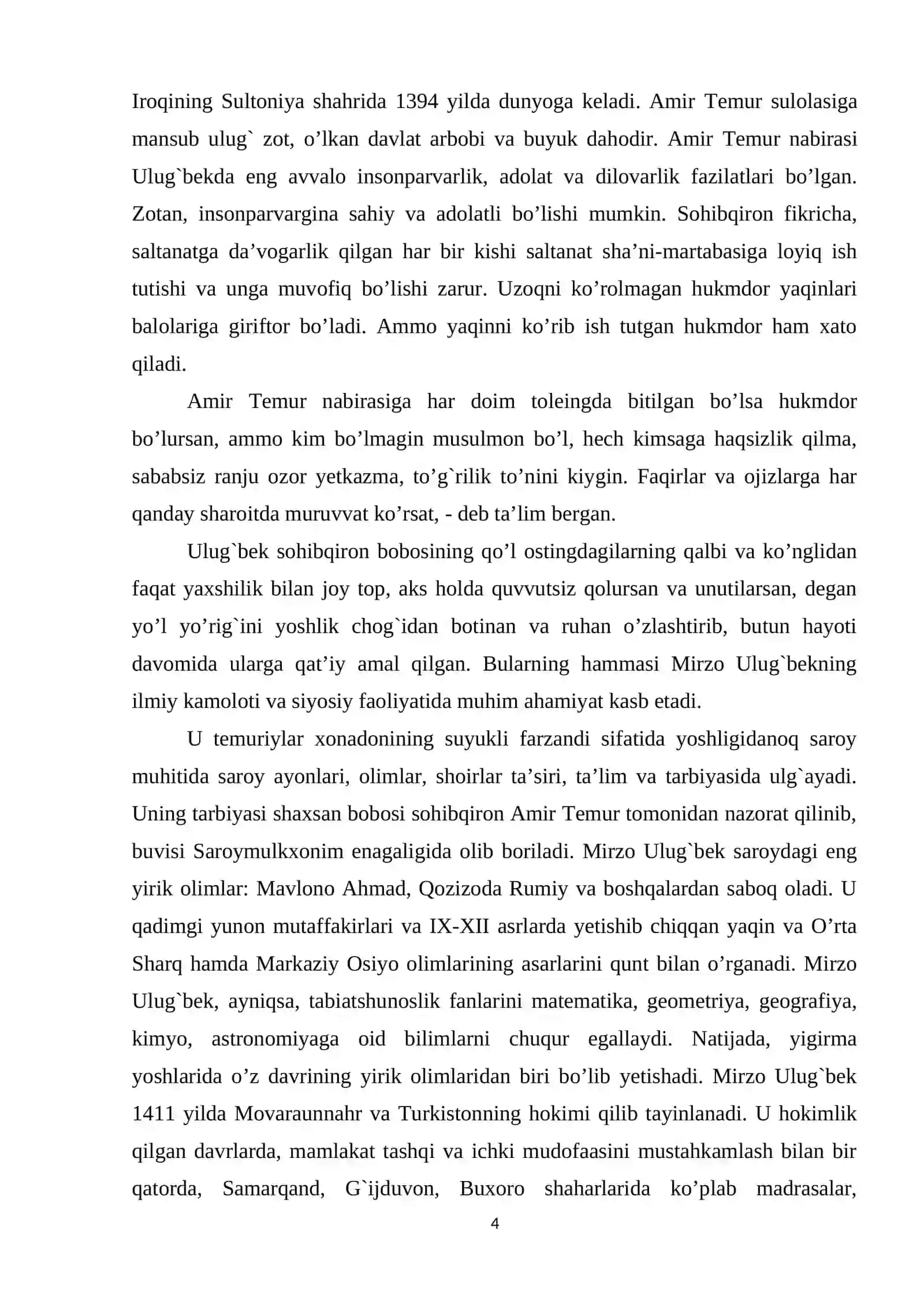 Mirzo Ulug`bekning tatqiqotlari davrida O`rta Osiyo 3