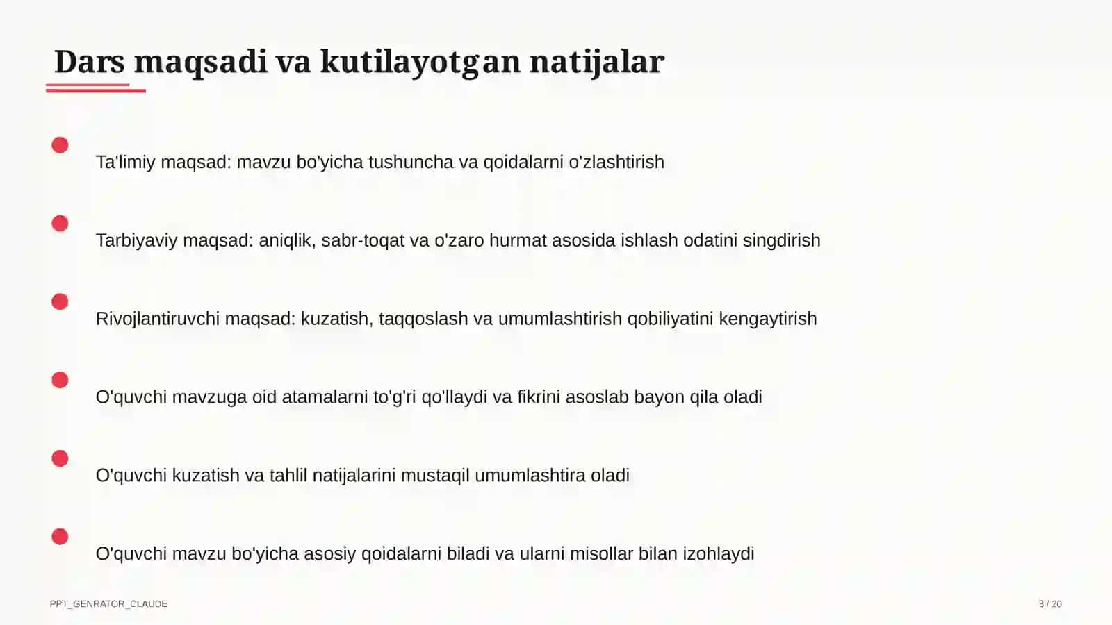 Dars rejasi 3