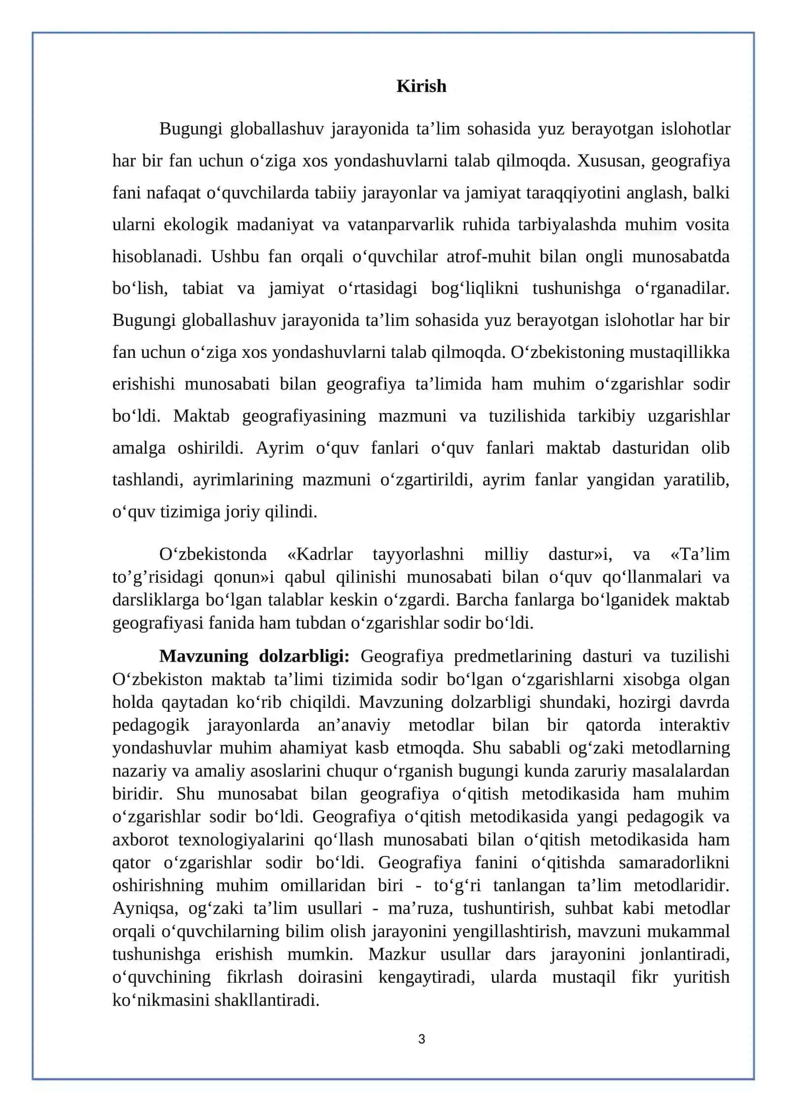 Geografiya va tabiiy fan (Science) o‘qitish metodikasi 3