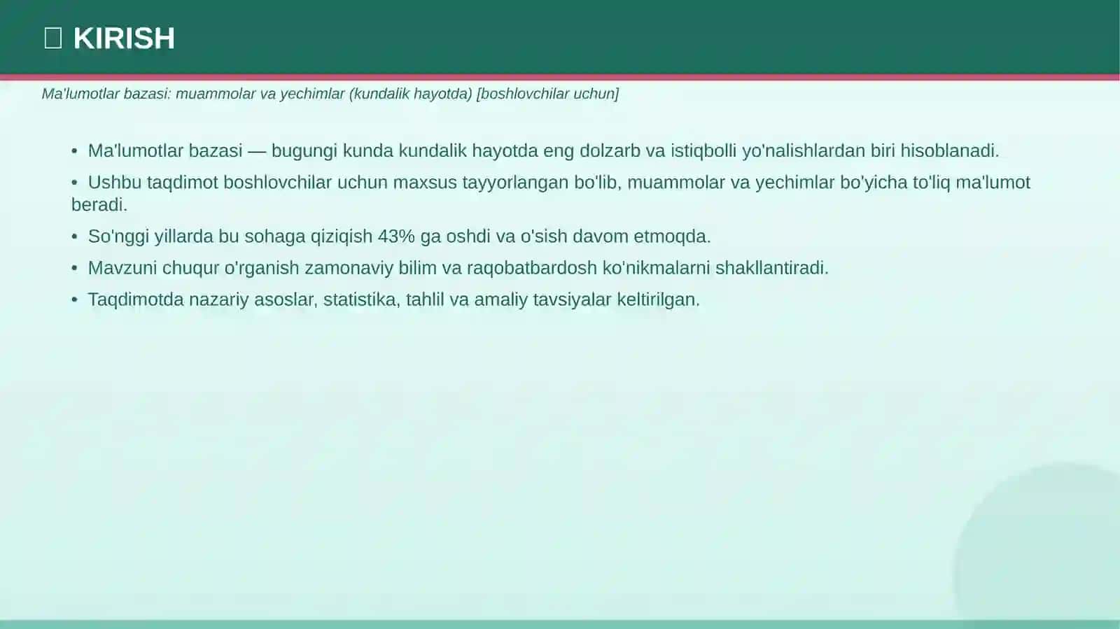 MA'LUMOTLAR BAZASI 3