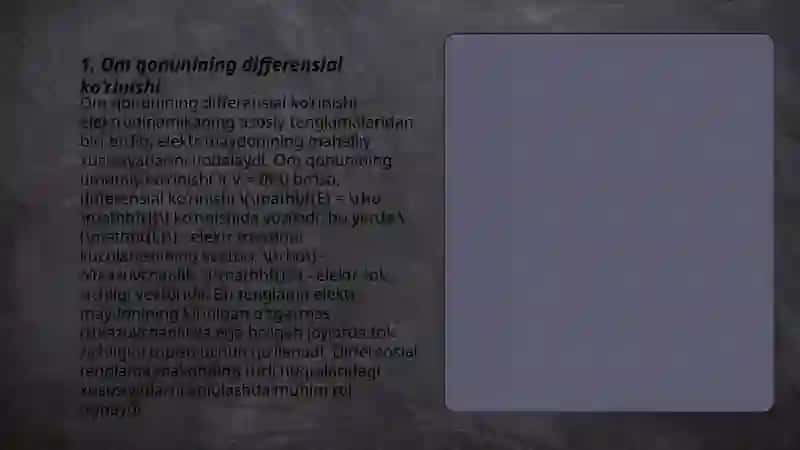 Om va Joul-Lens qonunlarining differensial va integral ko‘rinishlari 3