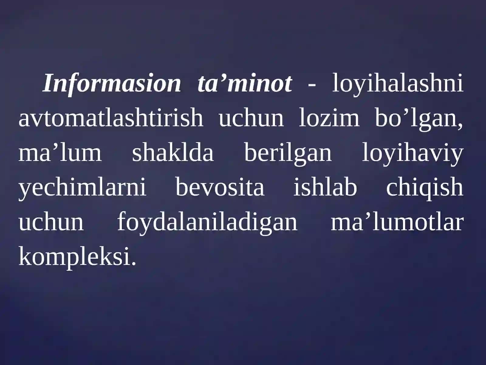 AVTOMATLASHTIRILGAN LOYIHALASHNING INFORMASION VA LINGVISTIK TA’MINOTI 3