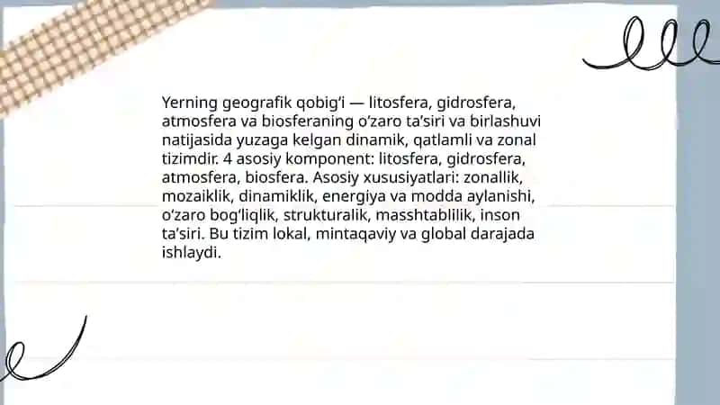 Yerning geografik qobig‘i. Biosfera 3