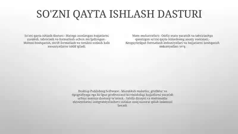 Axborotni Qayta Ishlashning Dasturiy Vositalari Va Ularning Tasnifi 3