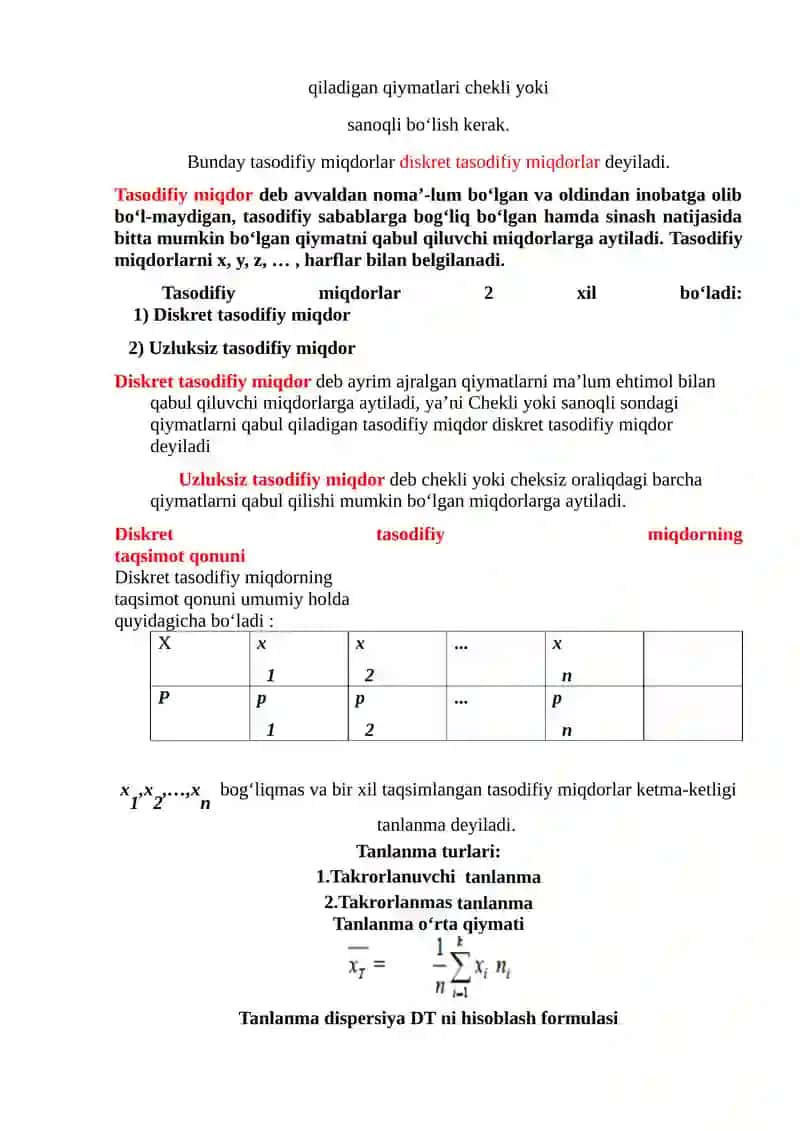 EHTIMOLLIK VA STATISTIKA 3