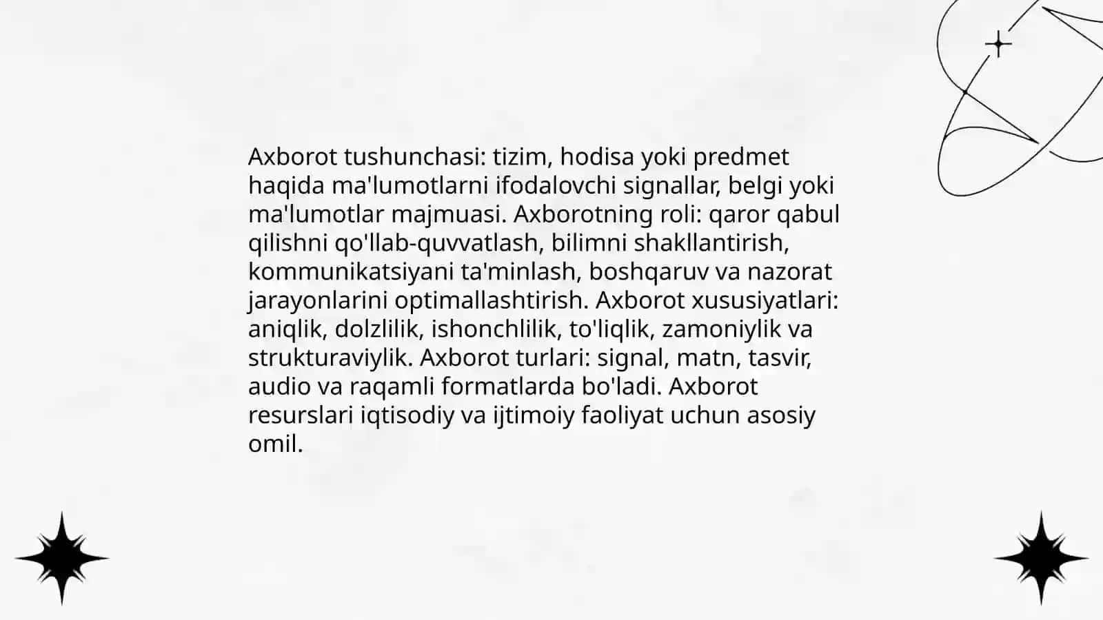 Axborotlarning turlari va xususiyatlari 3