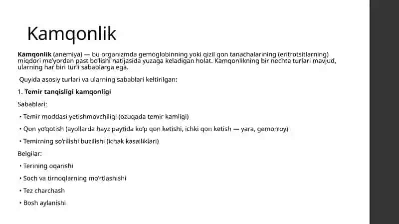 Kamqonlikning rivojlanishining biokimyoviy mexanizmlari 3