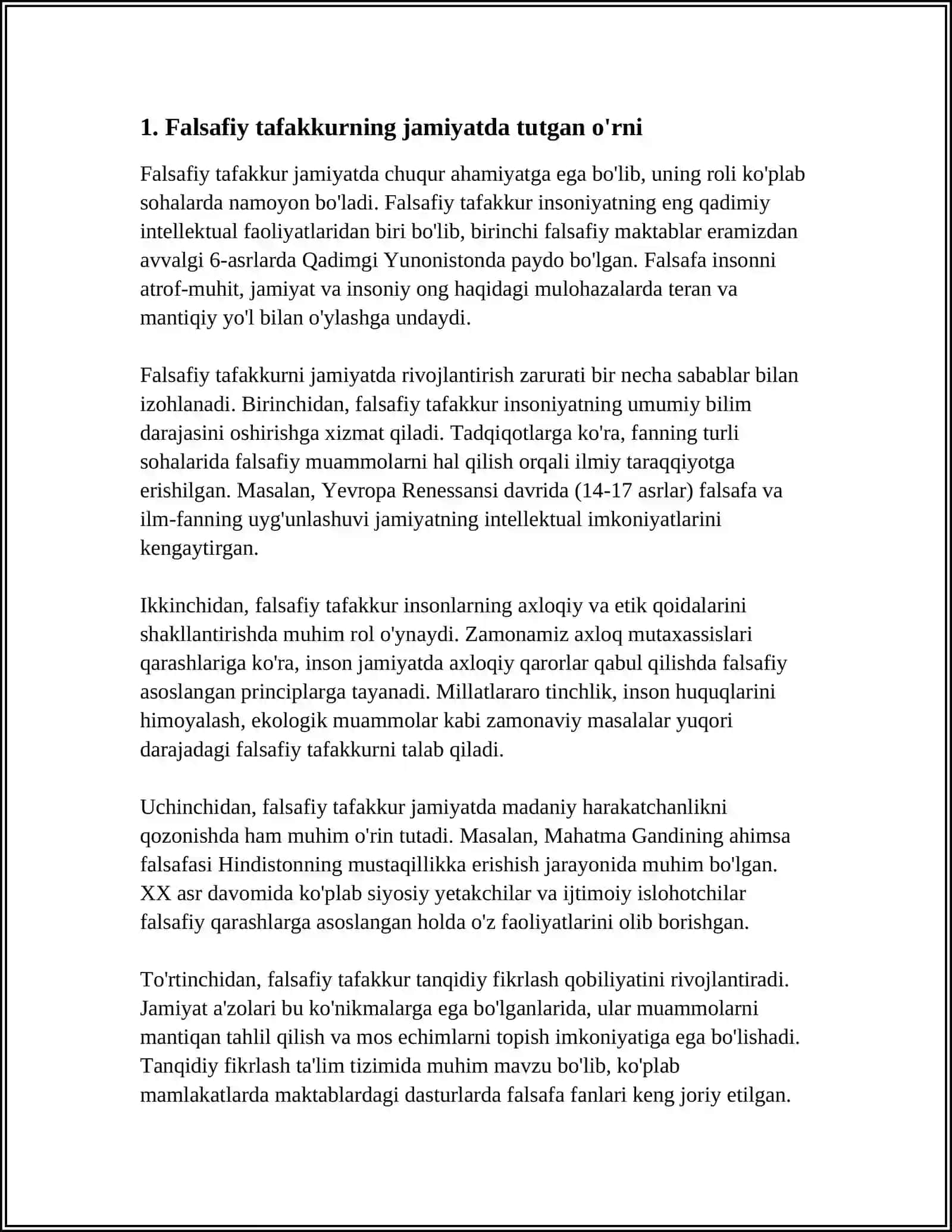 FALSAFA VA UNI JAMIYATIDA TUTGAN O'RNI 3
