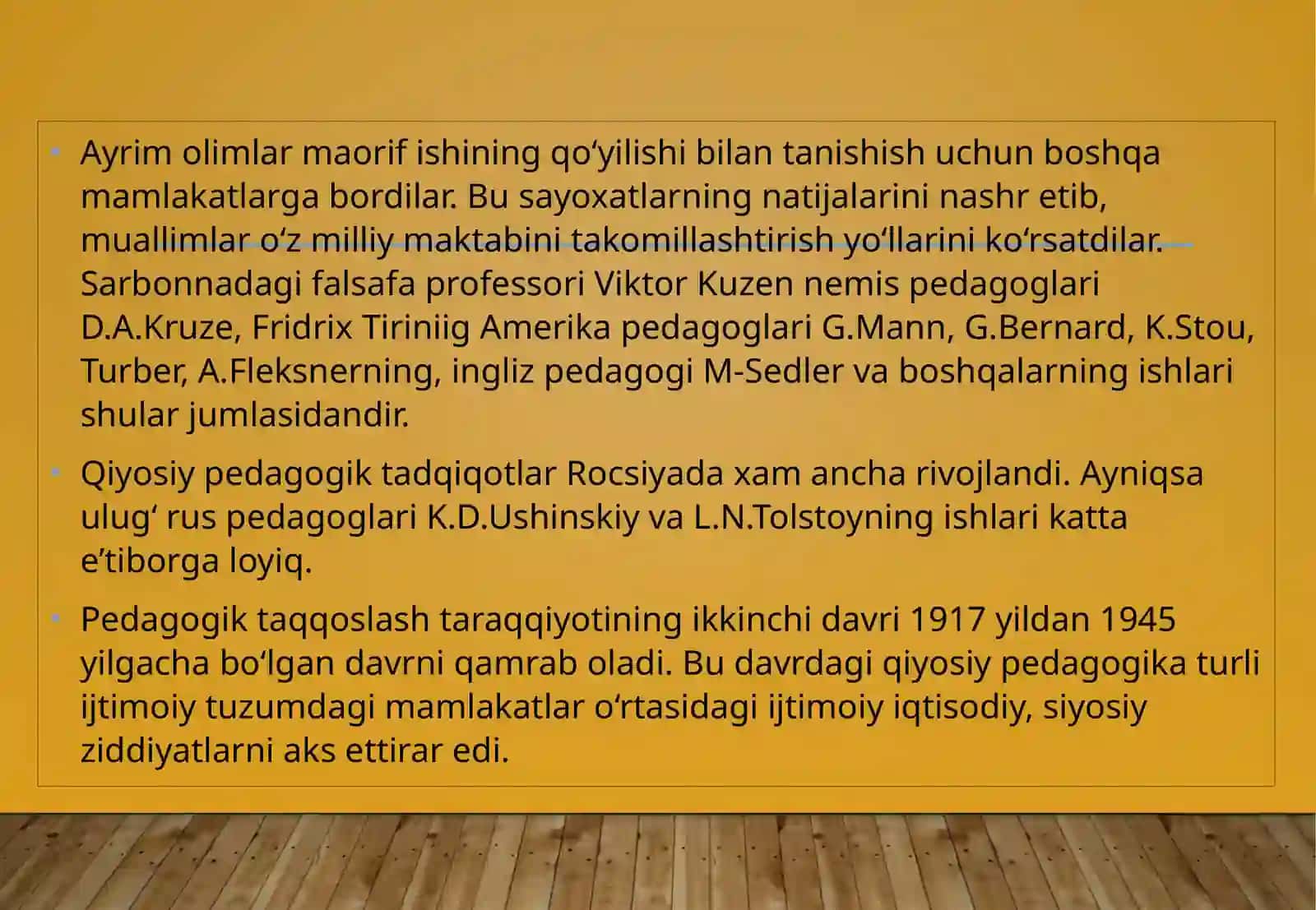 QIYOSIY PEDAGOGIK TADQIQOTLARNING DOLZARB YO‘NALISHLARI. QIYOSIY PEDAGOGIKANING TARAQQIYOT BOSQICHLARI 3