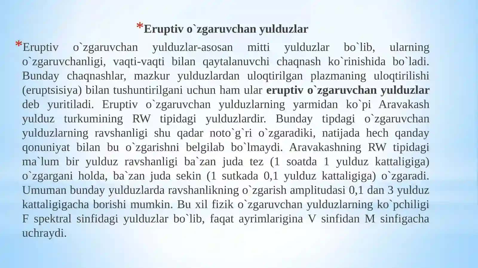 Fizik o‘zgaruvchan yulduzlar 3