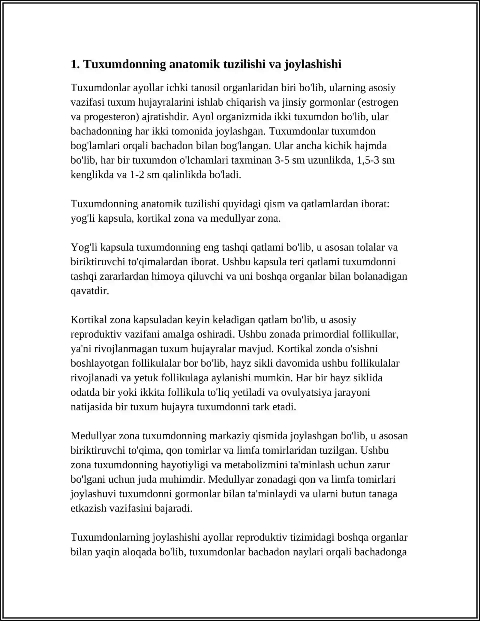 MAVZU: AYOLLAR VA ERKAKLAR TANOSIL ORGANLARI 3