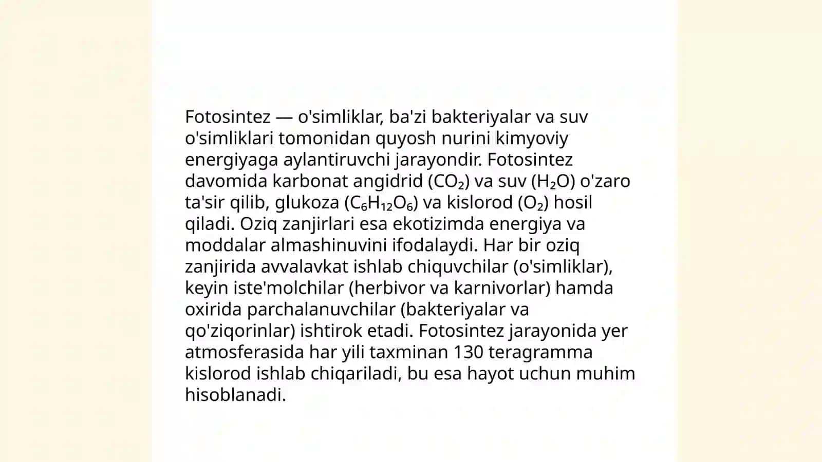 Fotosintez va oziq zanjirlari 3