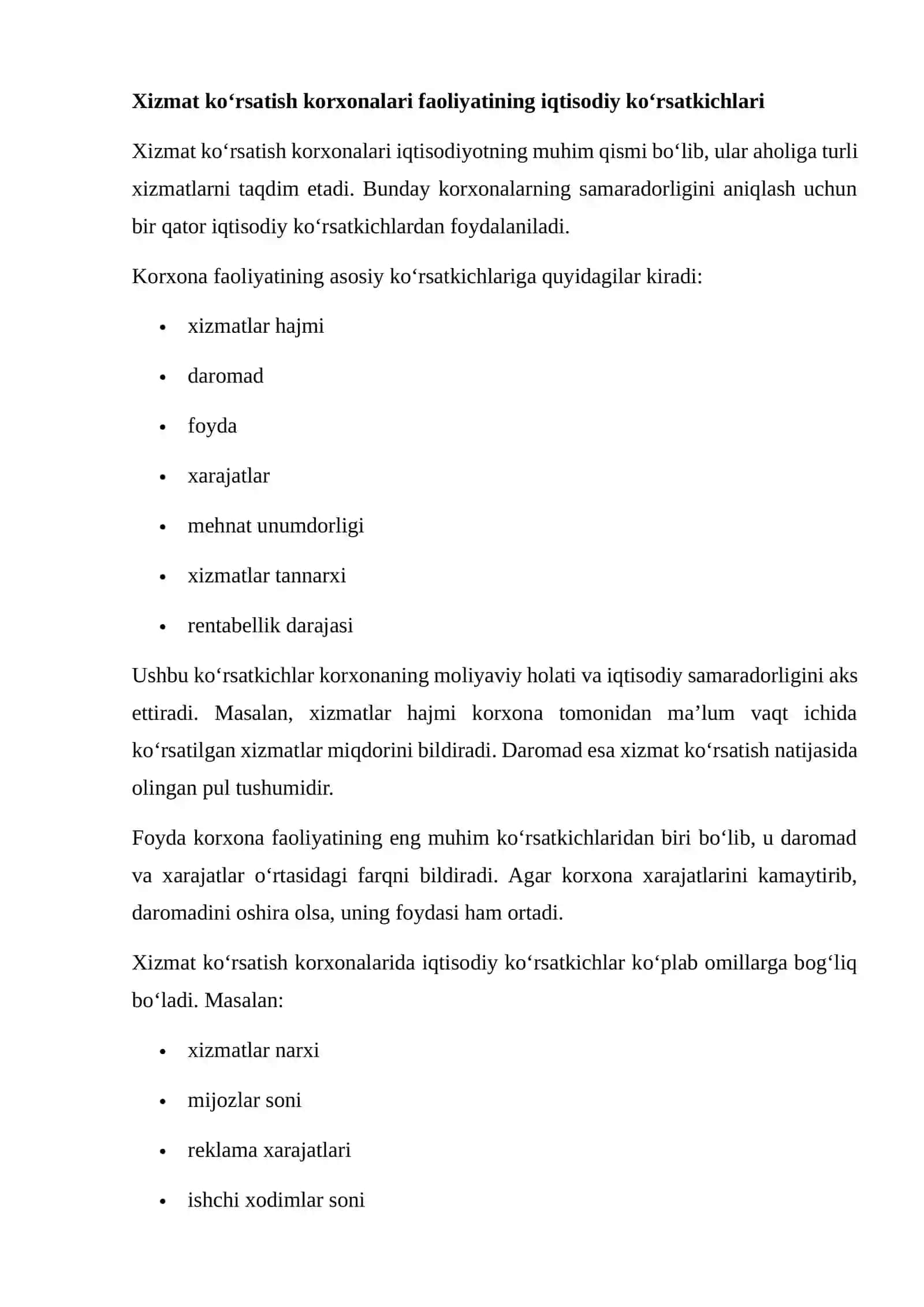 XIZMAT KO‘RSATISH KORXONALARI FAOLIYATI KO‘RSATKICHLARINI EKONOMETRIK MODELLASHTIRISH 3