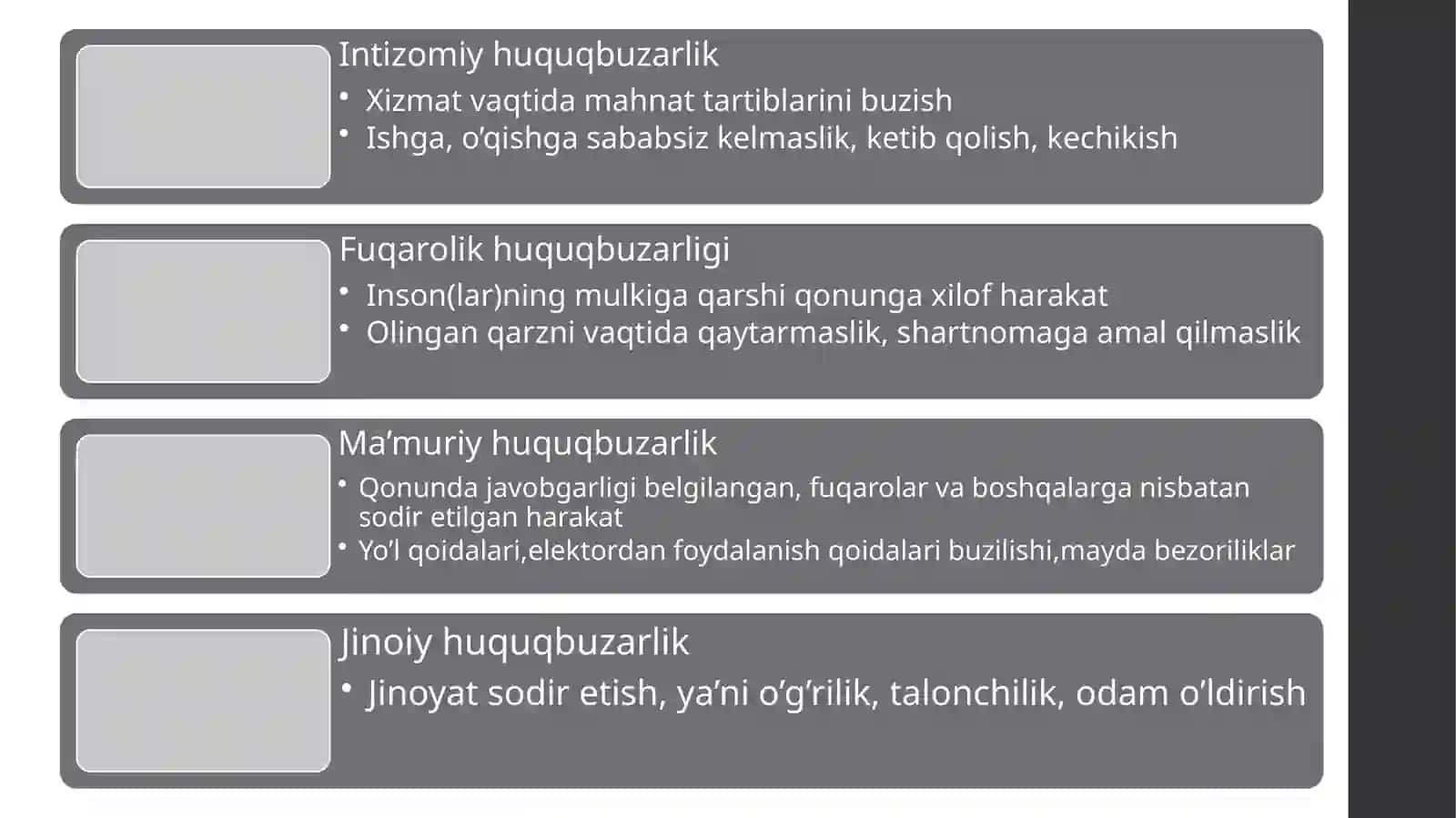 Huquqbuzarlik va javobgarlik turlari 3