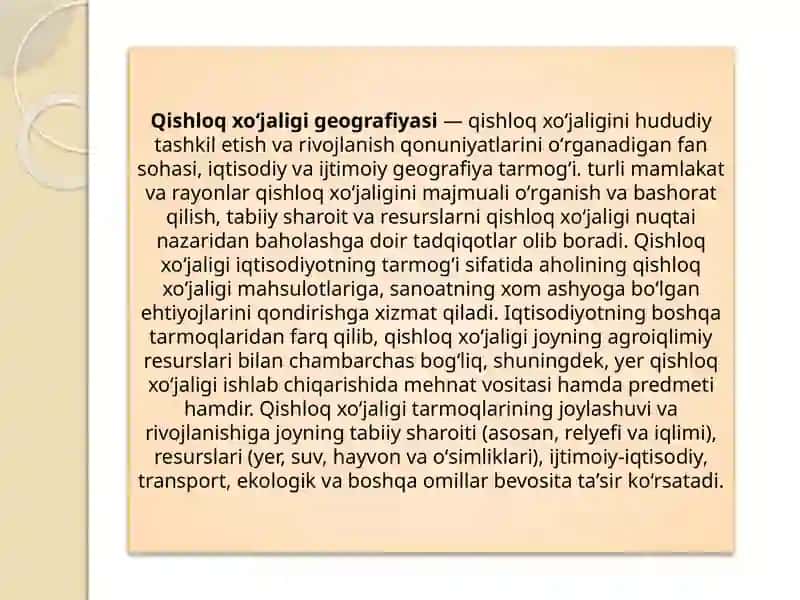 Qishloq xo’jaligi va sanoatni geografik jihatdan o’rganish 3