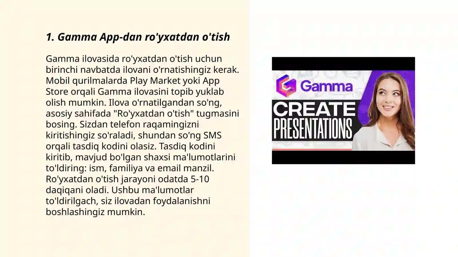 Gamma App-dan ro'yxatdan o'tish 3