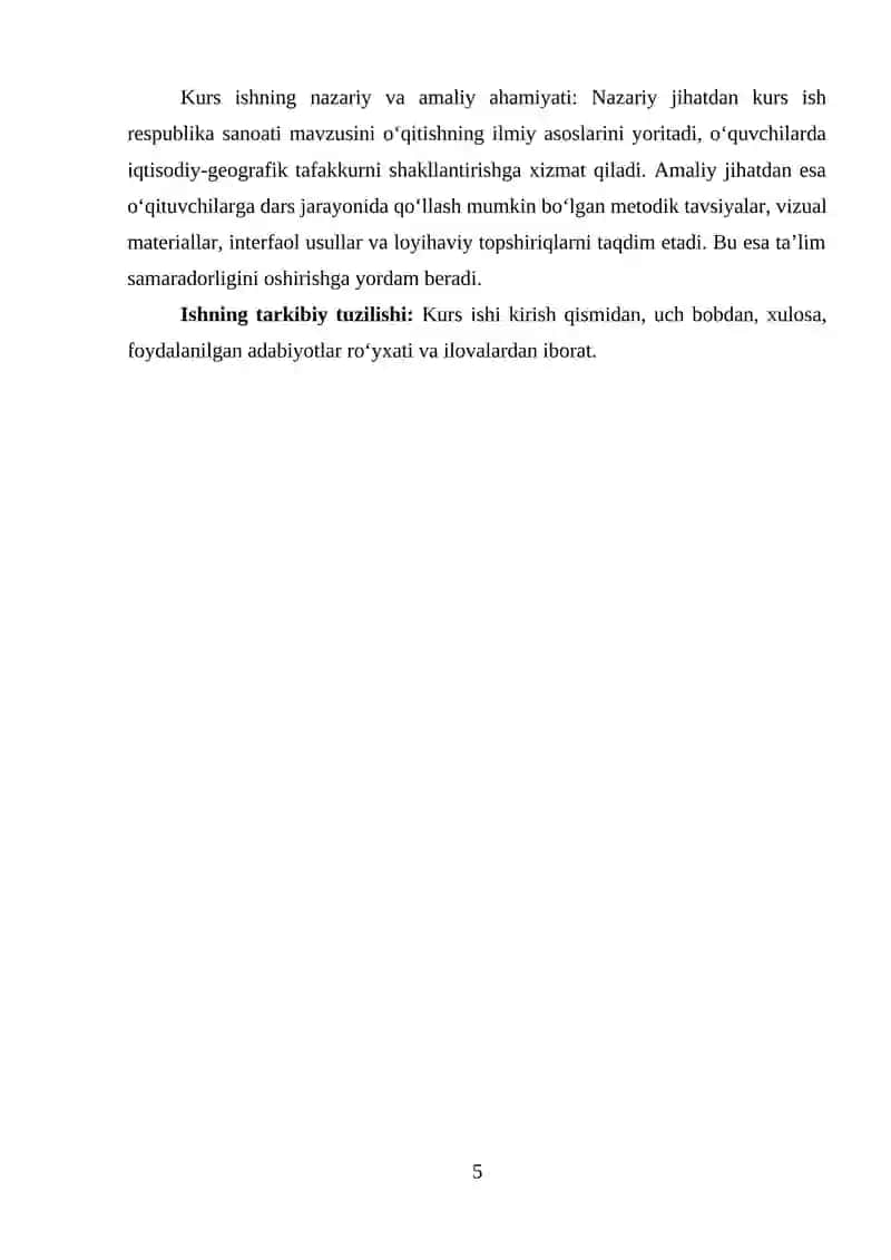 Respublika sanoati va uning tarmoqlar tarkibi mavzusini o‘qitish metodikasi 3