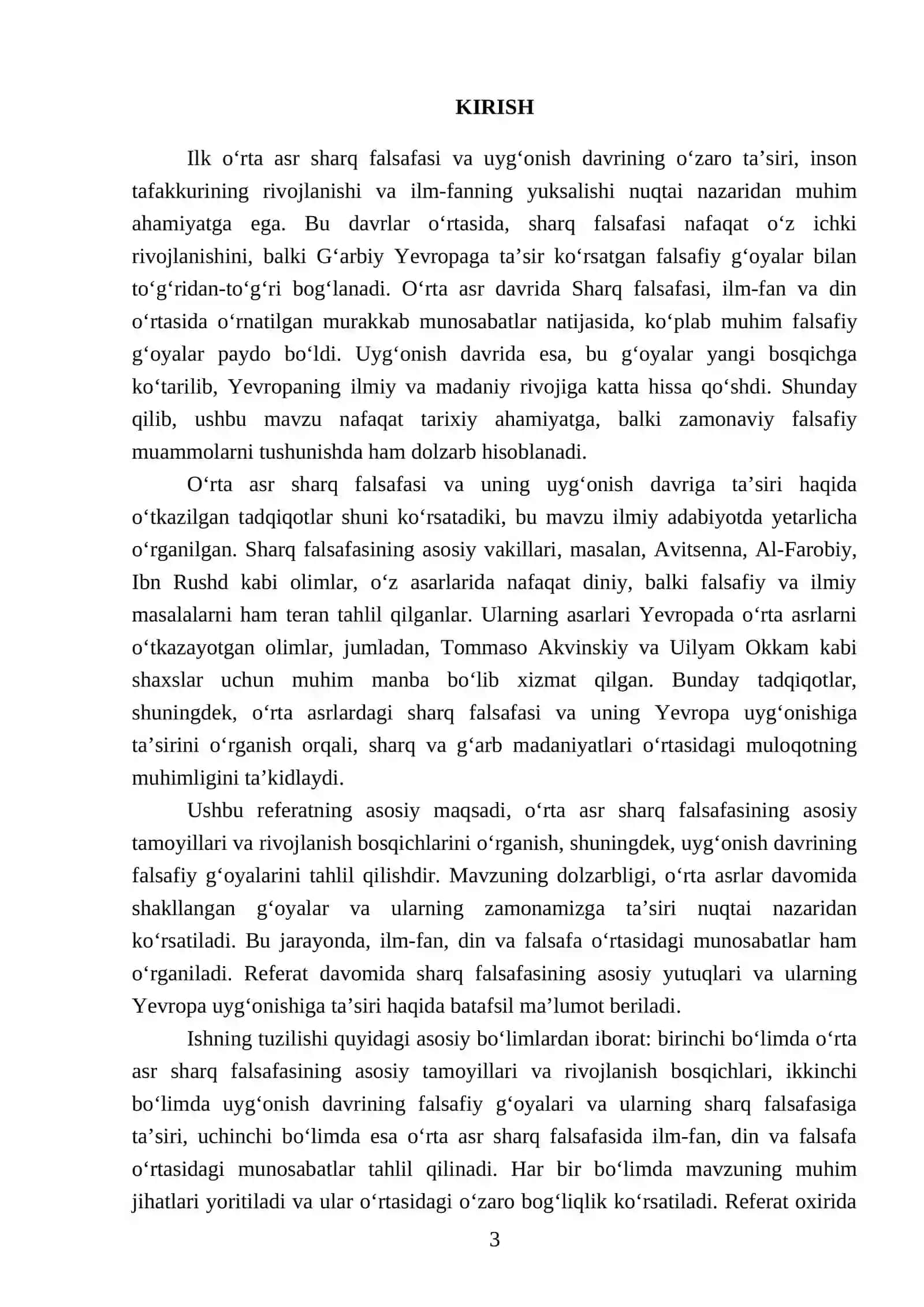 Ilk oʻrta asr sharq falsafasi va uygʻonish davri 3