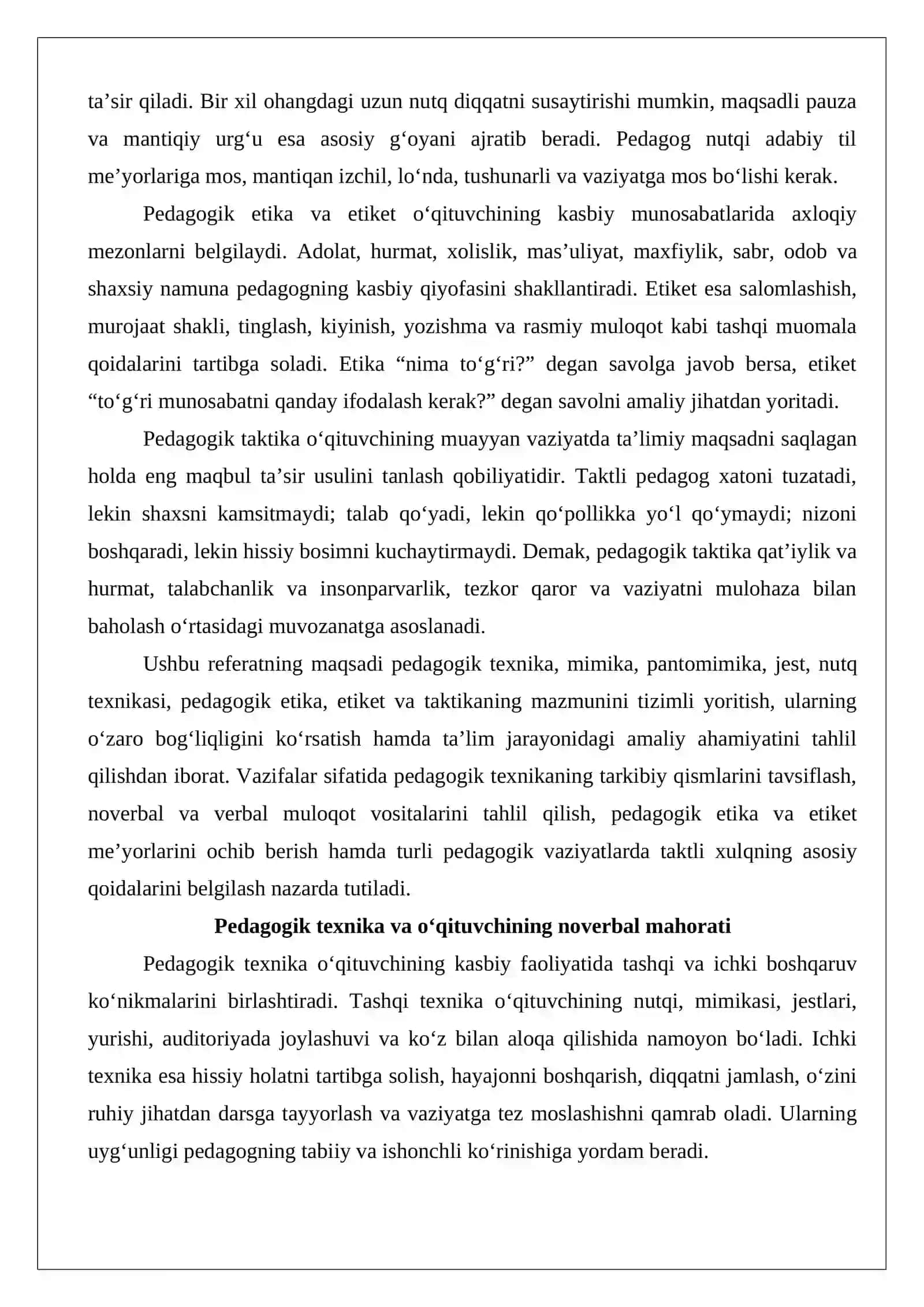 Pedagogik texnika: mimika, pantomimika, jest. Nutq texnikasi. Pedagogik etika va etiket 3