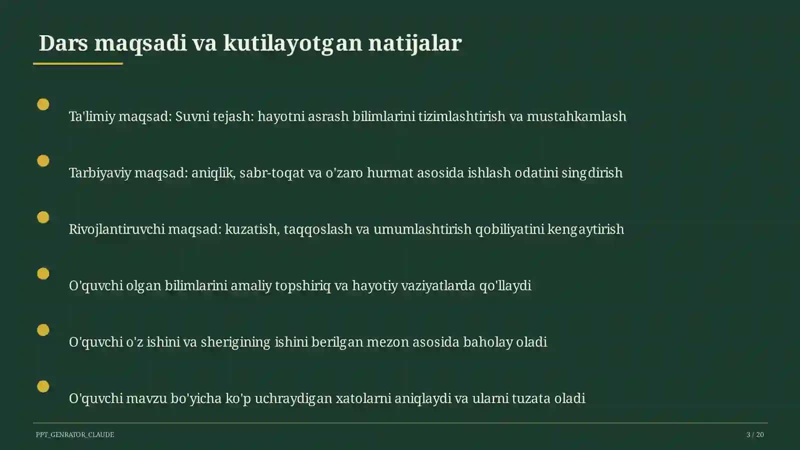 Suvni tejash: hayotni asrash 3