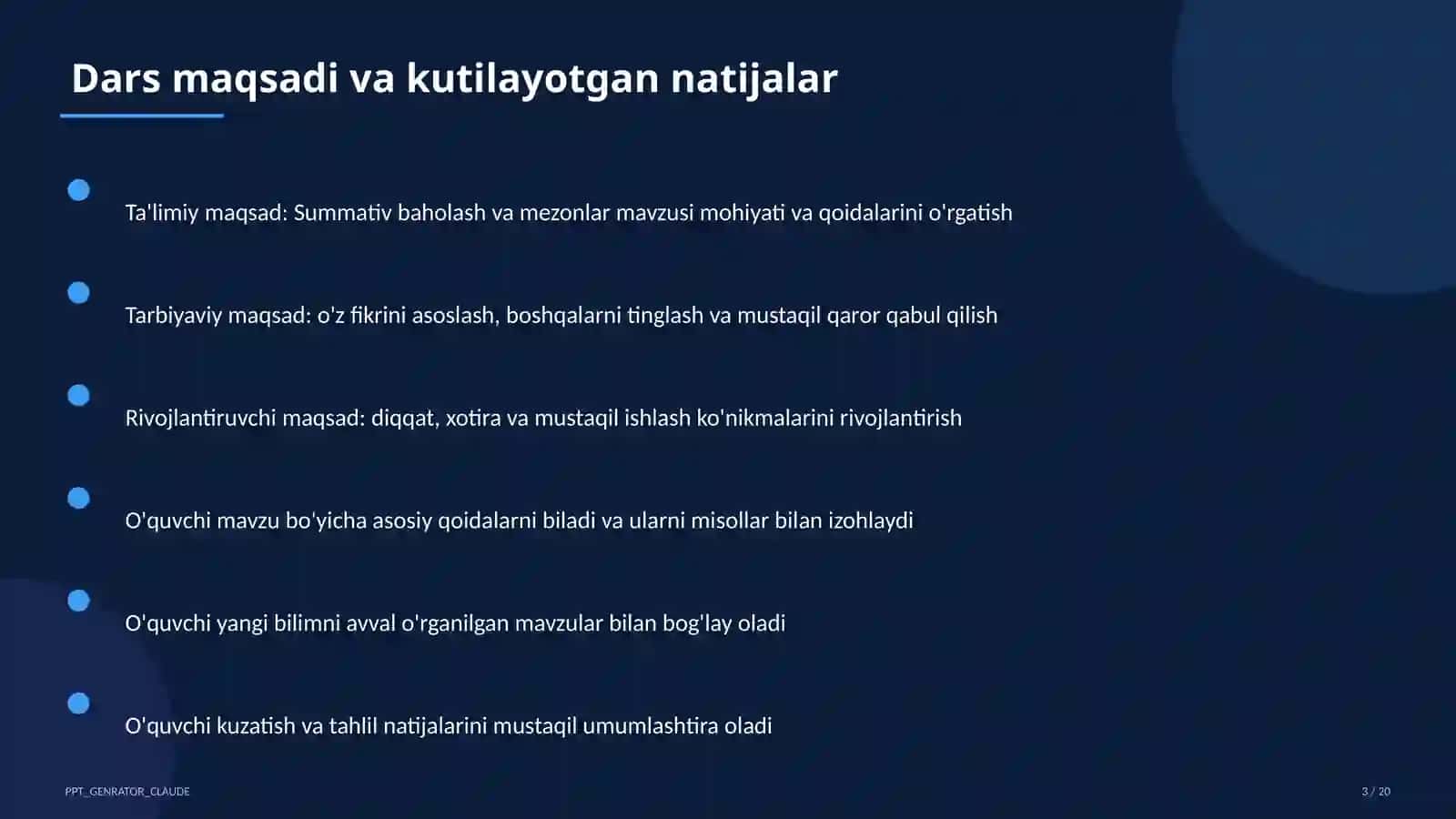 Summativ baholash va mezonlar 3