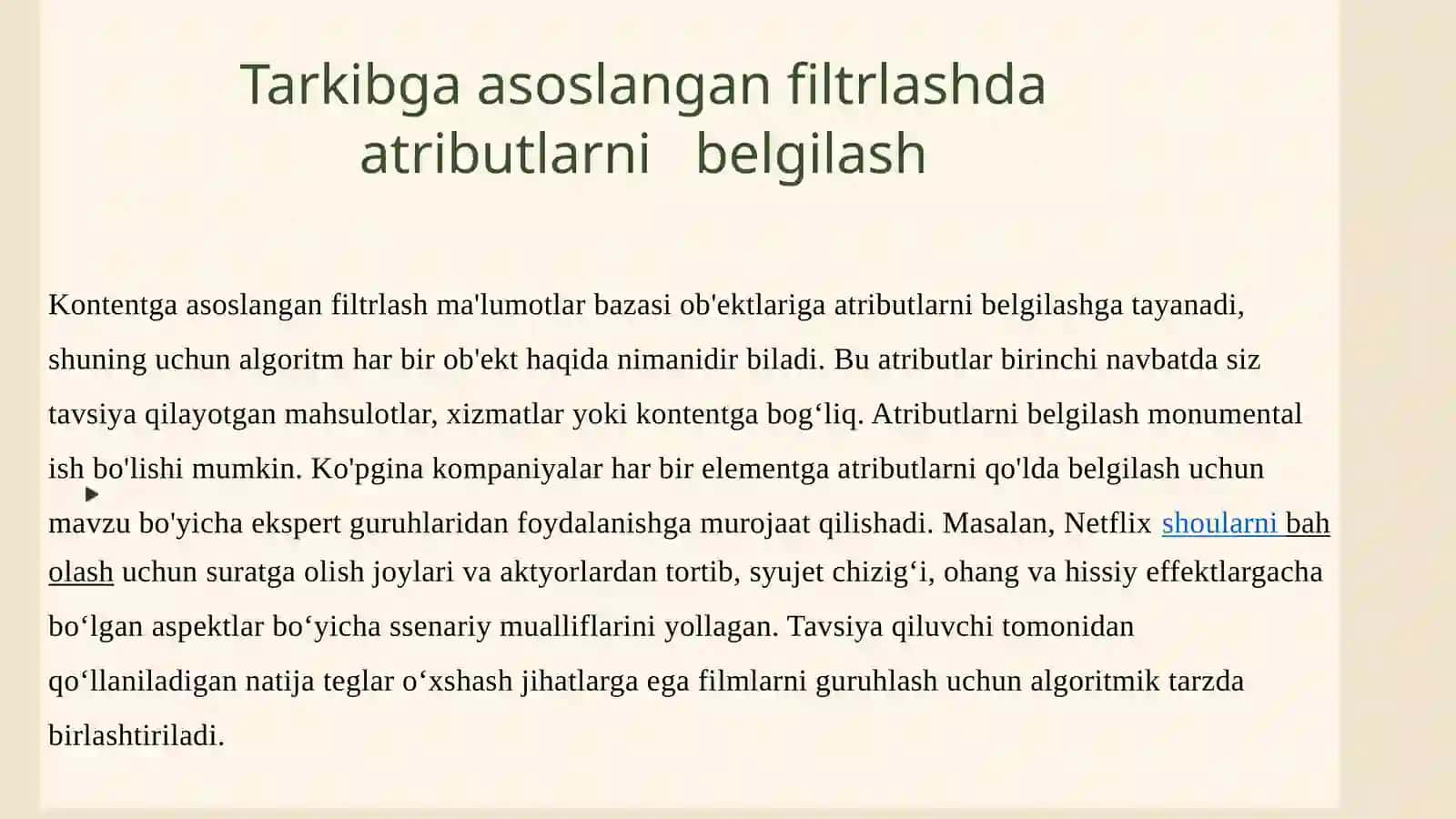 Kontentga asoslangan filtrlash 3