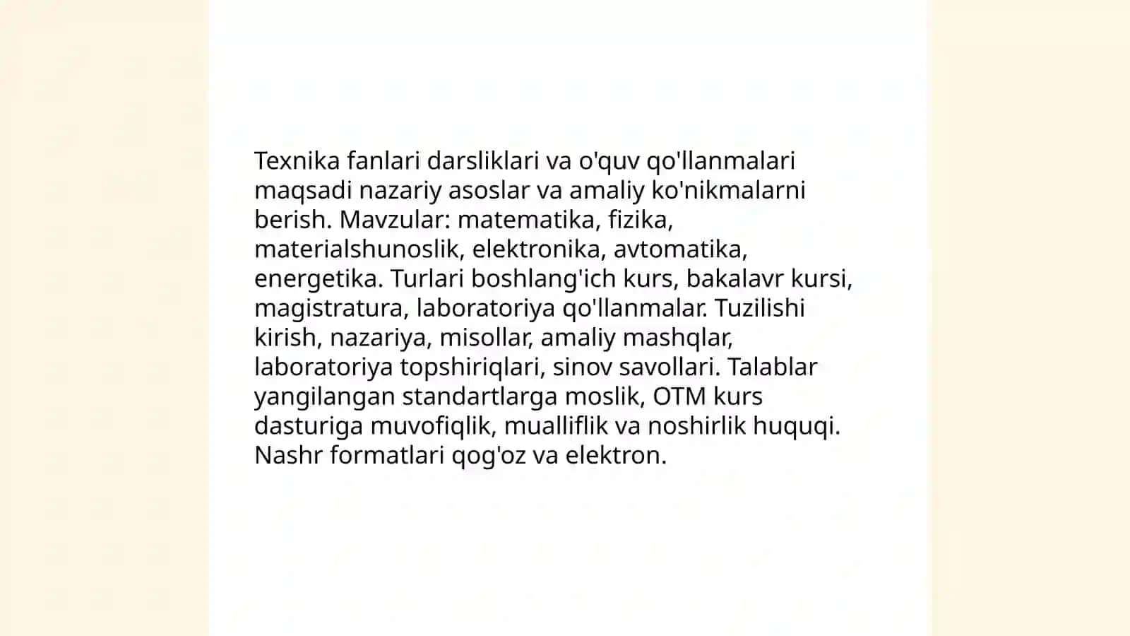 Texnika fanlariga oid adabiyotlar va nashr turlari va xillari 3
