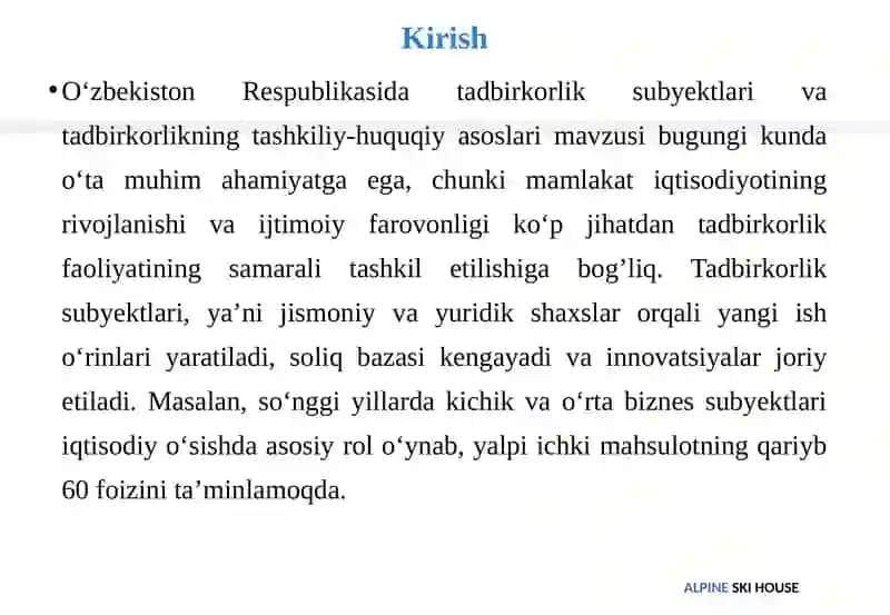 Tadbirkorlikning tashkiliy-huquqiy asoslari 3