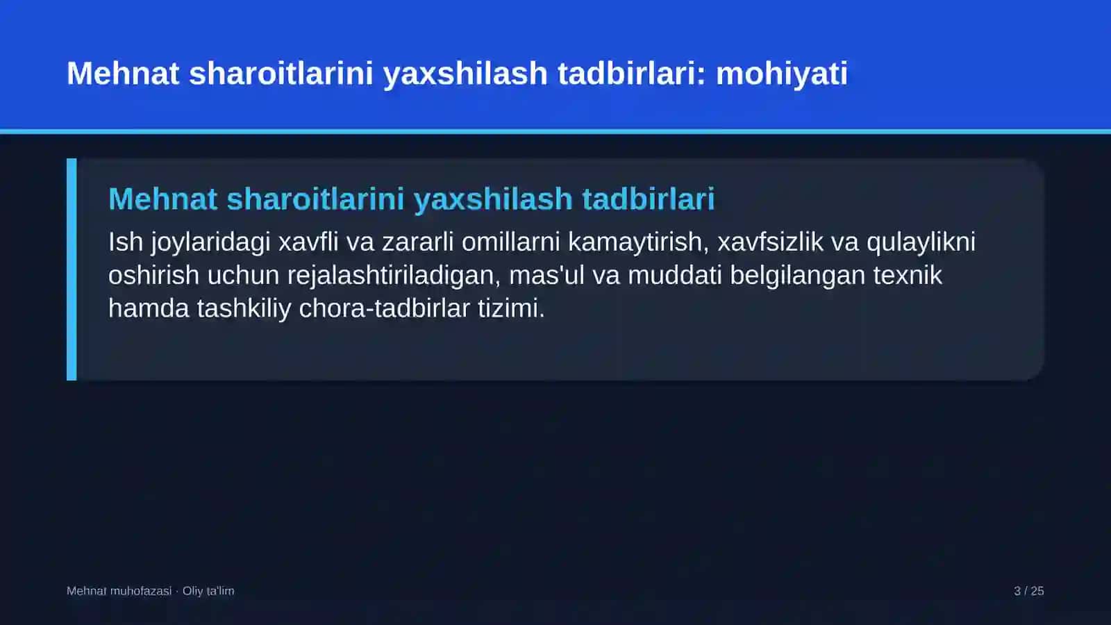 Mehnat muhofazasi · Oliy ta'lim 3