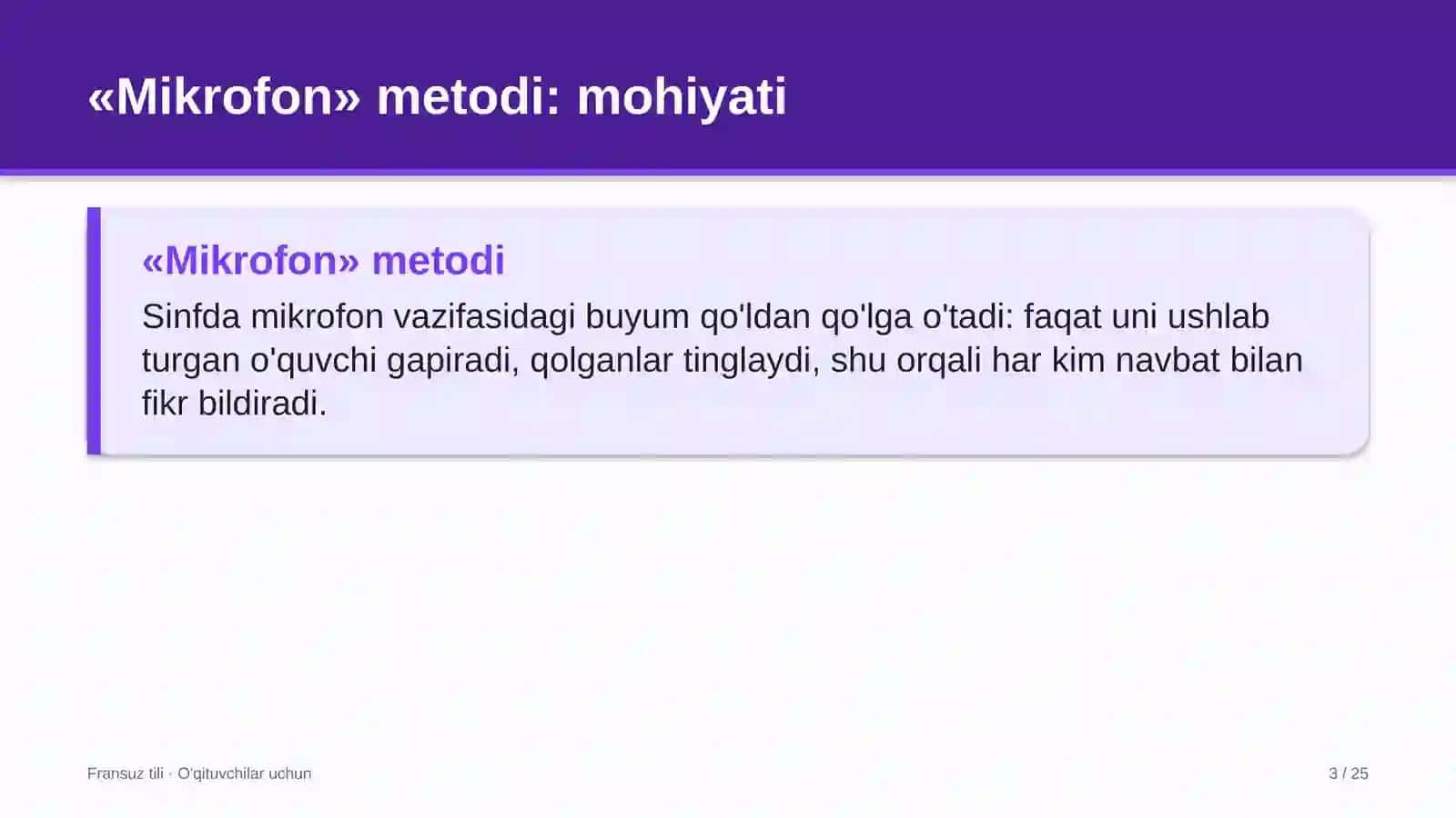 fransuz tili darslarida mikrofon metodidan foydalanish 6013 3