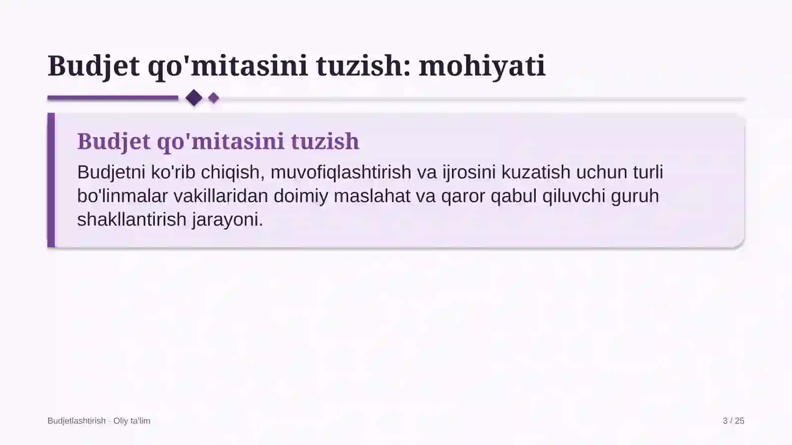 Madaniyat markazlarida budjet qo'mitasini tuzish 3