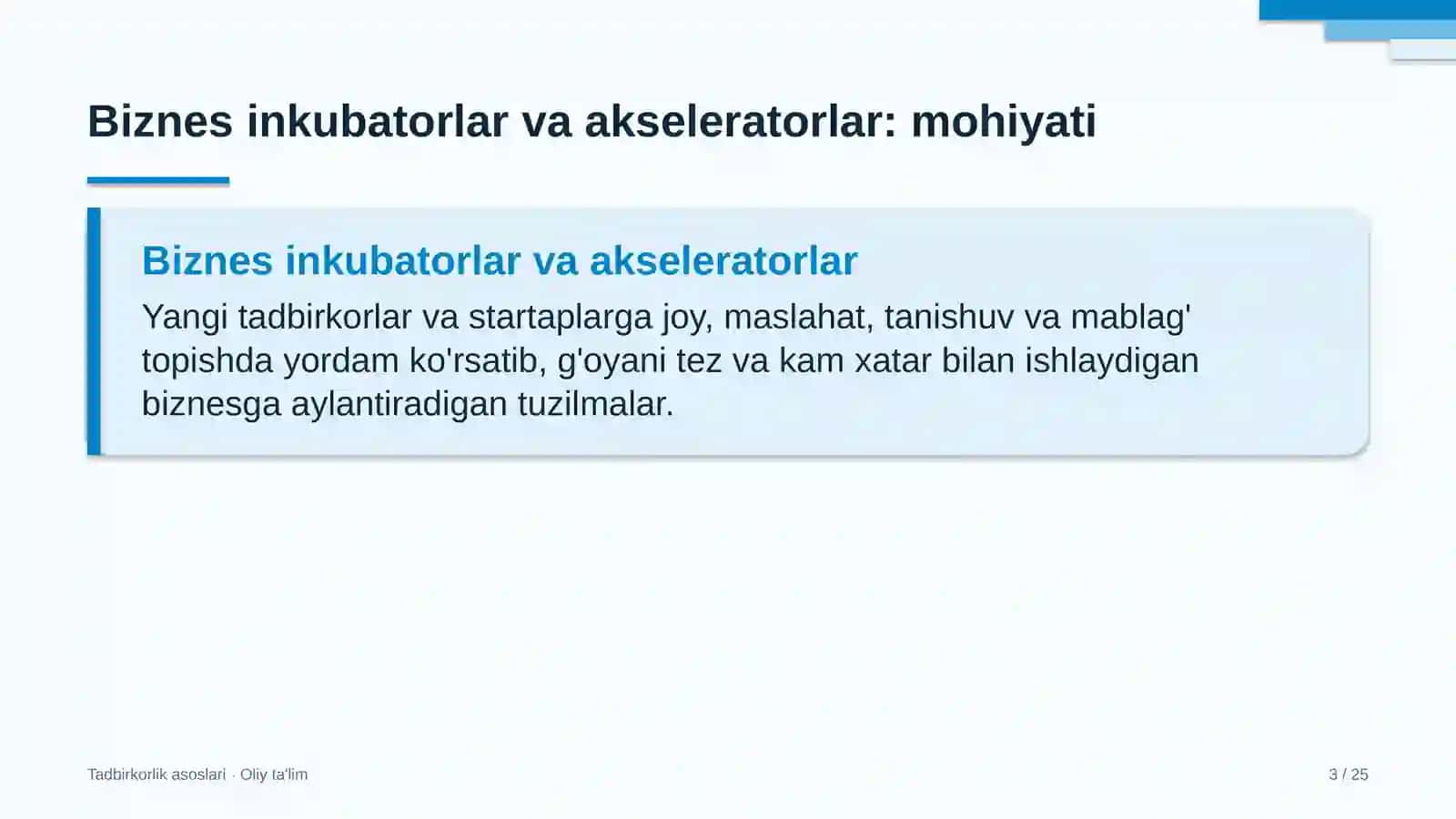 elektr ta'minoti korxonalarida biznes inkubatorlar va akseleratorlar faoliyati 5633 3