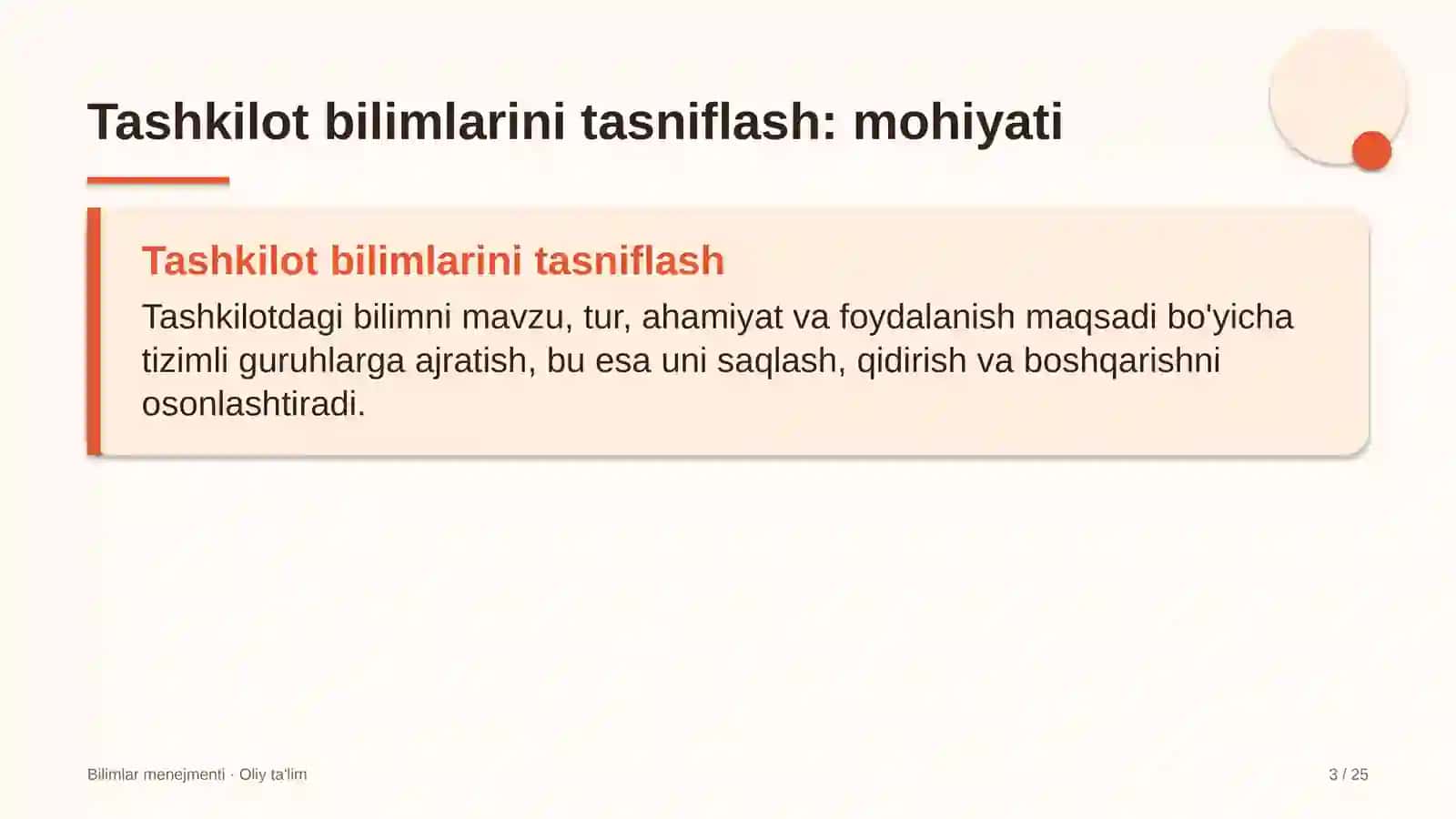 Byudjet tashkilotlarida tashkilot bilimlarini tasniflash 3