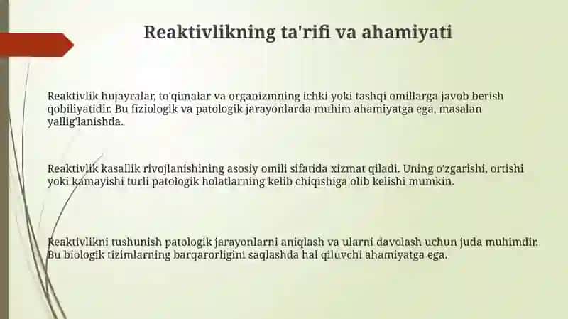 Patologiyada reaktivlikning ahamiyati 3