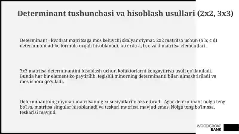 Determinant va ularning xossalari 3