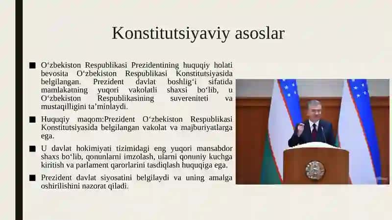 O‘zbeksiton Respublikasi Prezidentining huquqiy holati 3