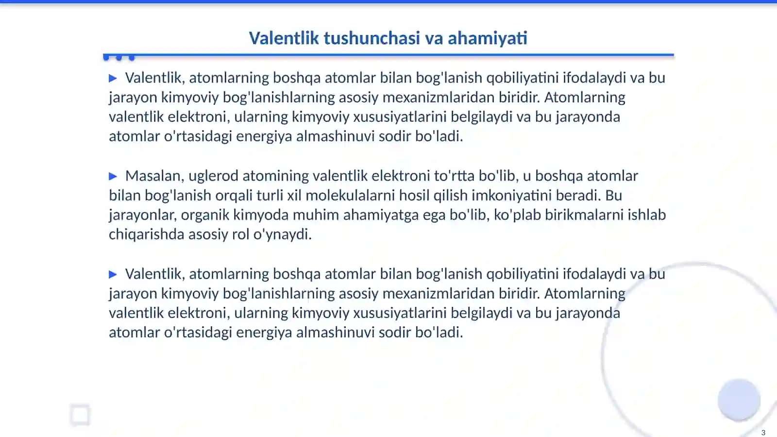 Valentlikning yoʻnalishi va elektronlarning gibridlanishi 3