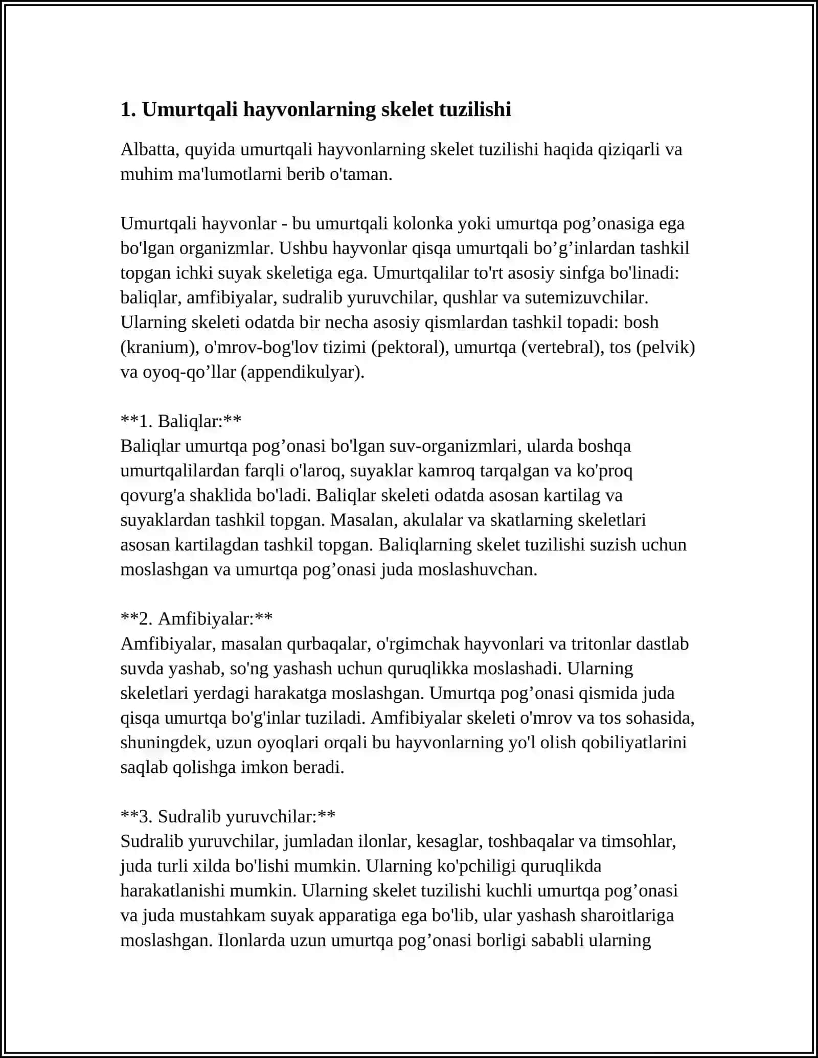 UMURTQALI HAYVONLARNING UMUMIY TUZULISHI 3