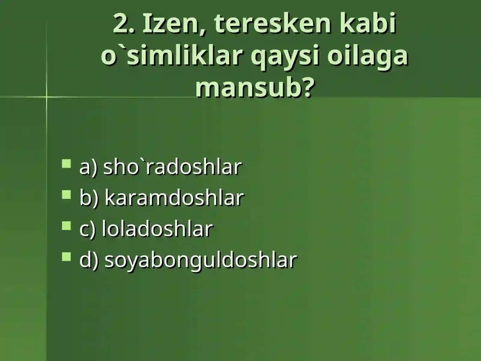 RA`NODOSH, KARAMDOSH, YO`SIN, GULXARI, BURCHOQDOSH OILALARI 3