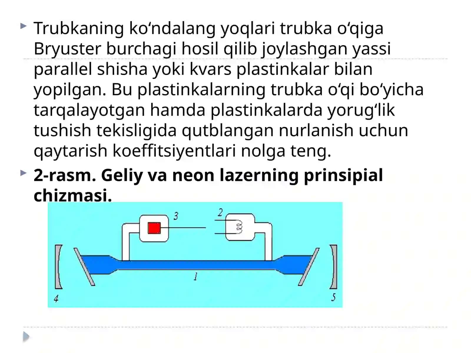 Geliy-Neon lazerlari ishlashinio'rganish 3