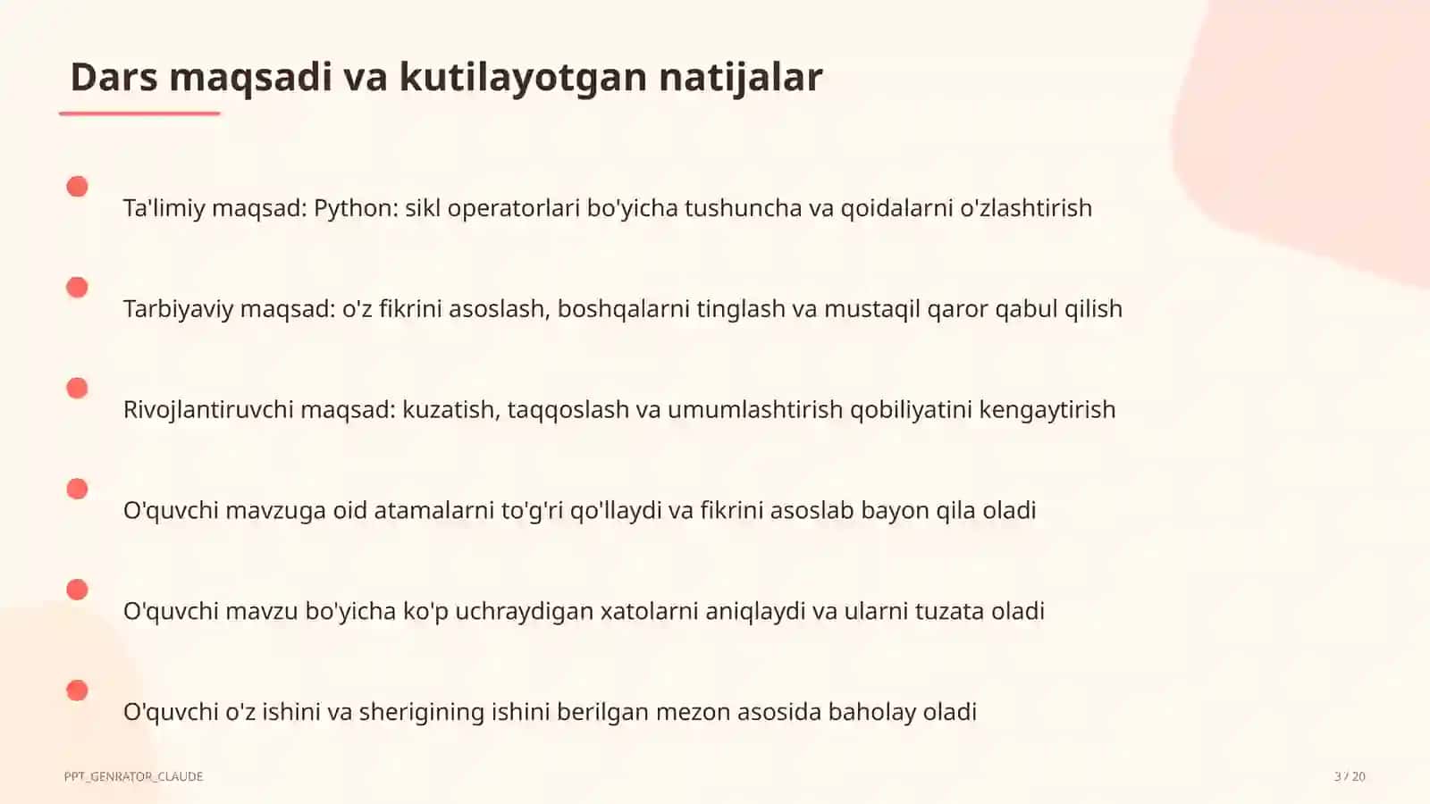 Python: sikl operatorlari (8-sinf) 3