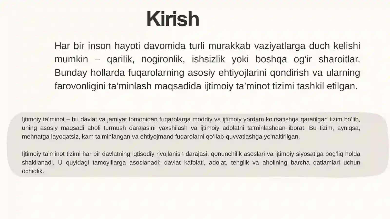 Ijtimoiy ta'minot tushunchasi, asosiy xususiyatlari 3