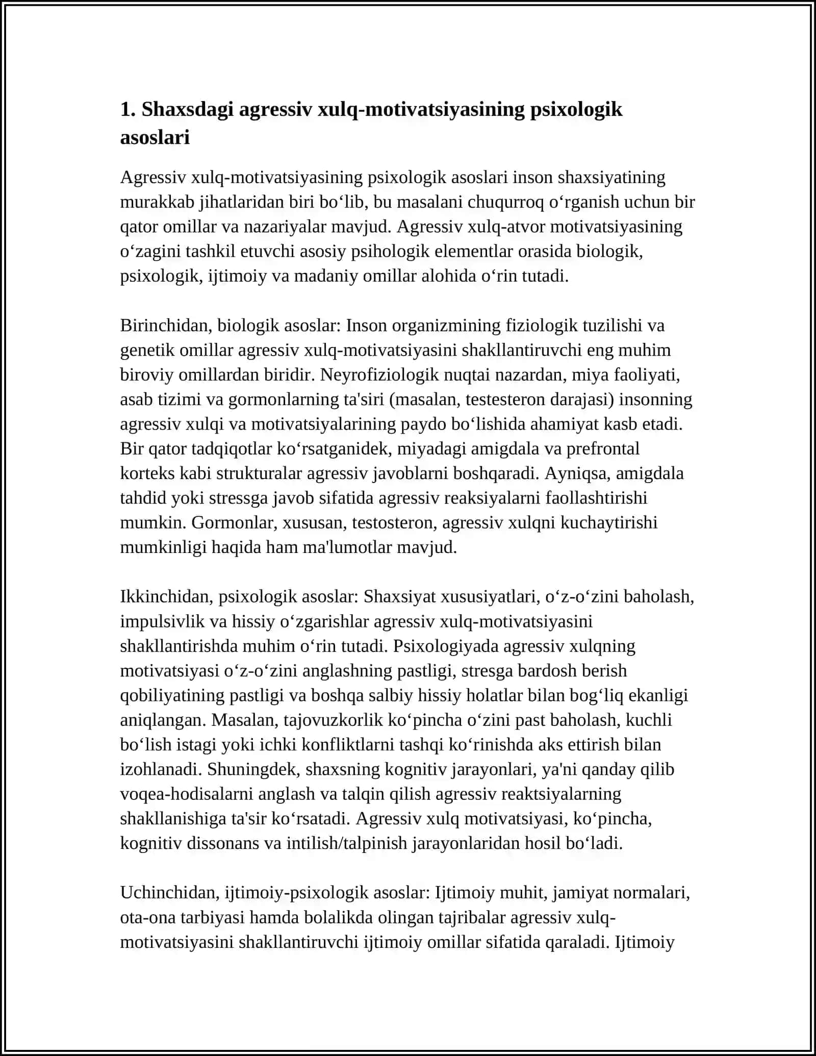 SHAXSDAGI AGRESSIV XULQ MATIVATSIYASI 3