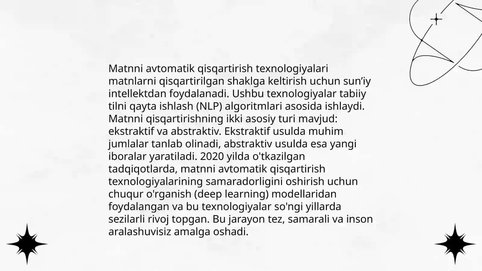 Matnni avtomatik qisqartirish(texnologiyalari) 3